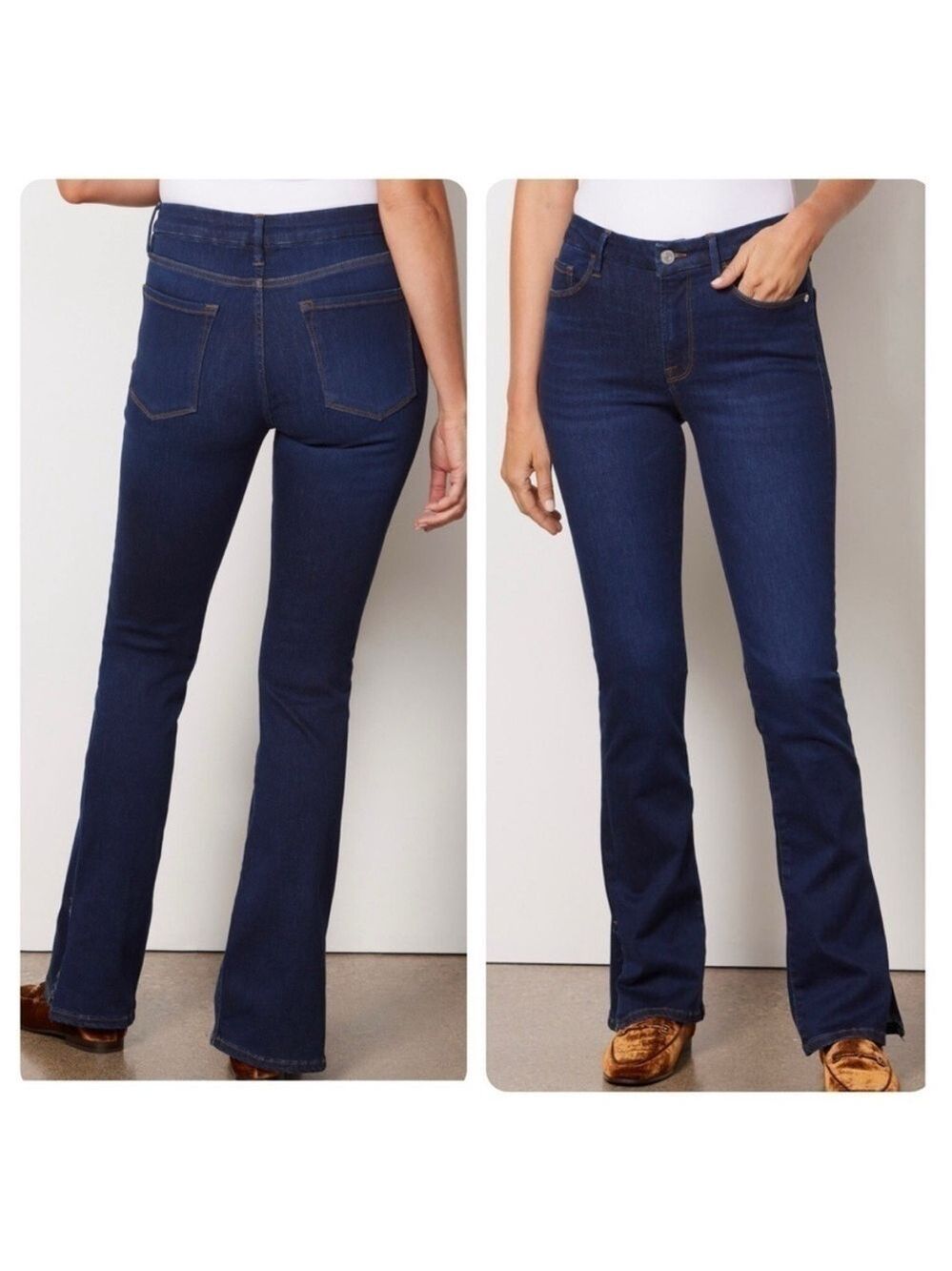 Frame LE Mini Boot Cut Jeans Split Hem Claremore Blue size 28